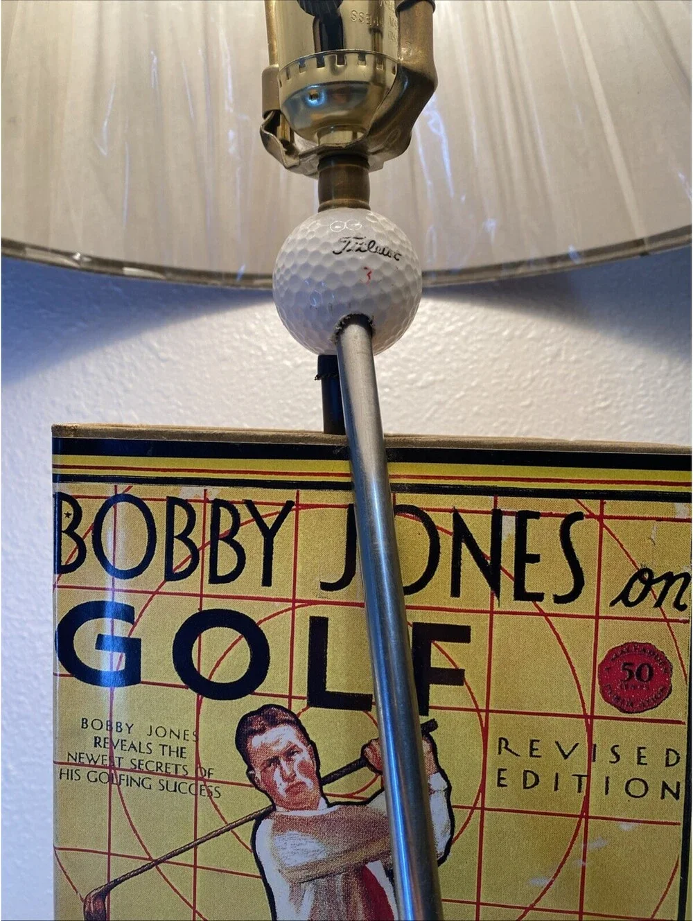 Vintage Bobby Jones Golf Lamp Plastic Still On Lampshade West Palm Beach Rare !!